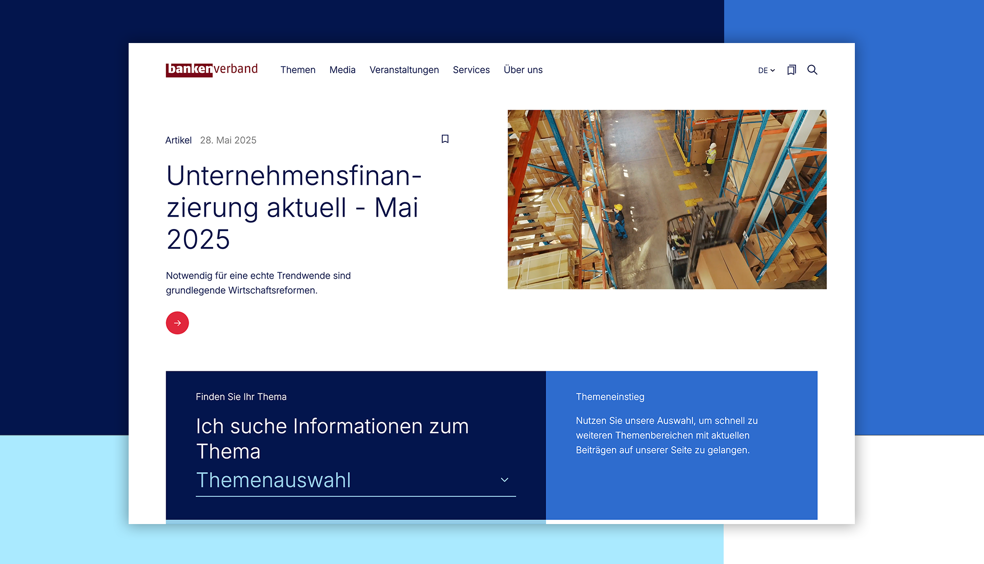 Screenshot vom Relaunch der Webseite Bundesverband deutscher Banken