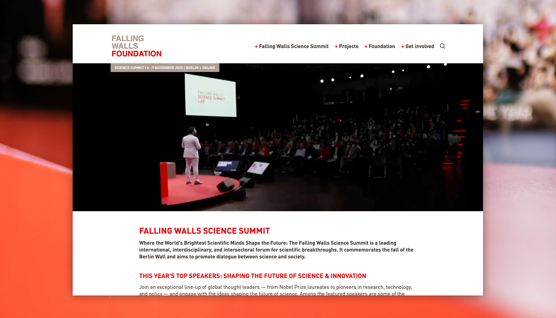 Screenshot vom Relaunch der Drupal Multisite der Falling Walls Foundation, Berlin Science Week & Creative Bureaucracy
