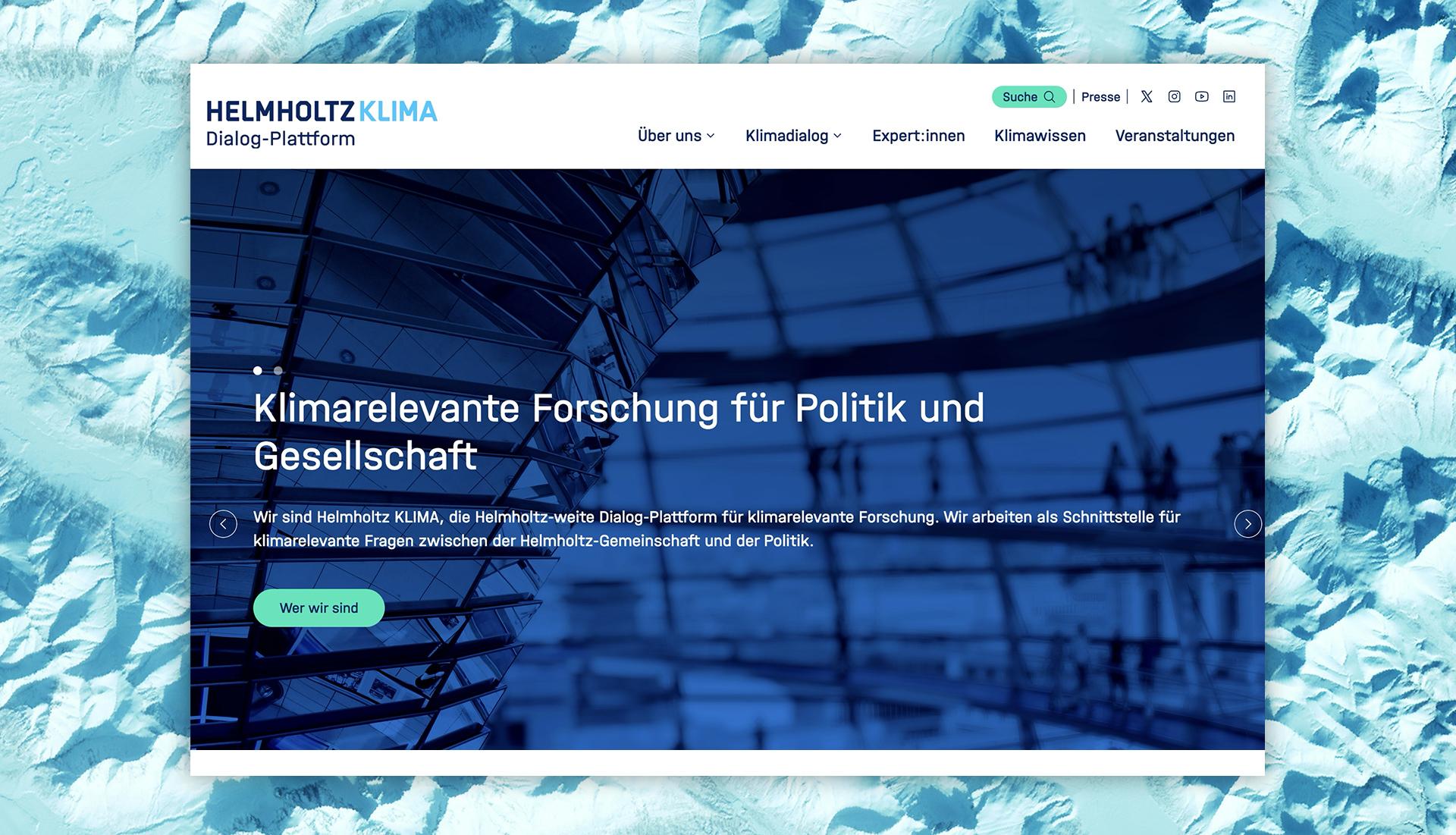Head Helmholtz Klima - Startseitenscreen